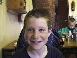 Alasdair Green enjoying breakfast at St Briavels Castle youth hostel